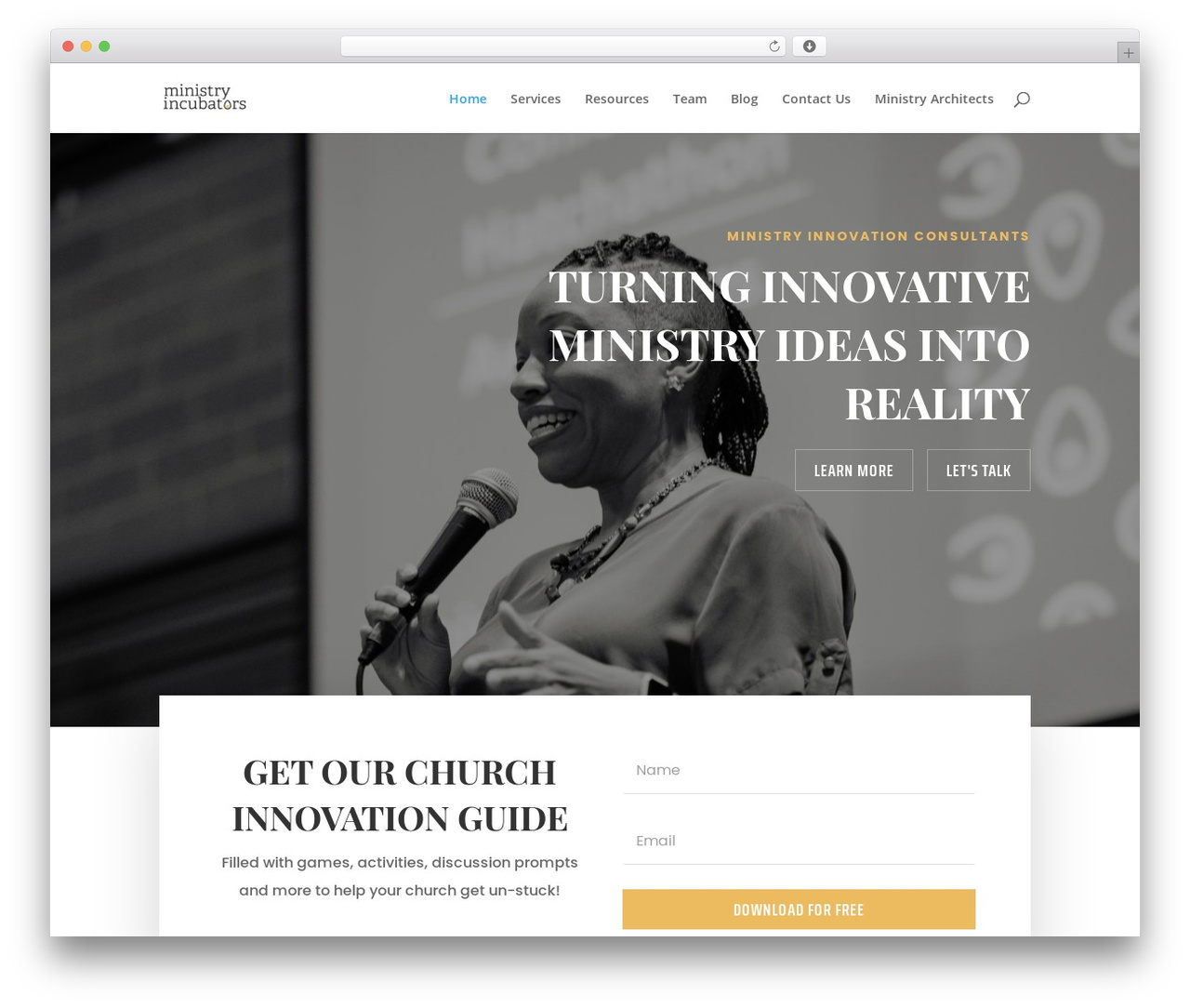Divi WordPress theme - ministryincubators.com