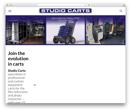 Studio Carts WordPress gallery theme - backstagecarts.com