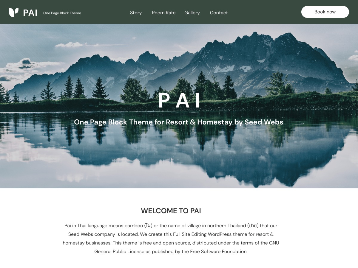 Pai Page theme WordPress