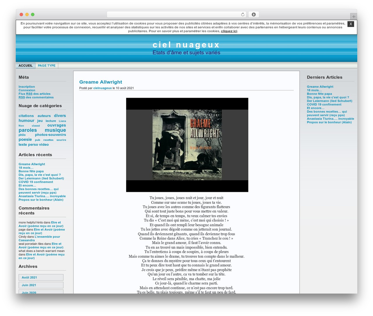 Andreas WordPress theme - cielnuageux.unblog.fr