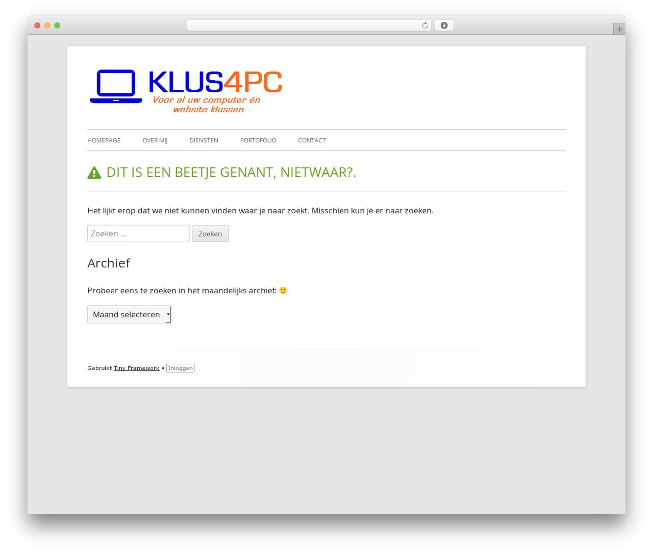WordPress theme Tiny Framework - klus4pc.nl