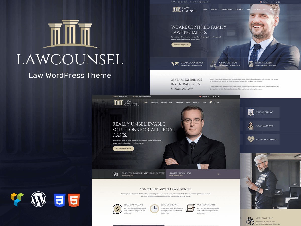 LawCounsel WordPress template for business