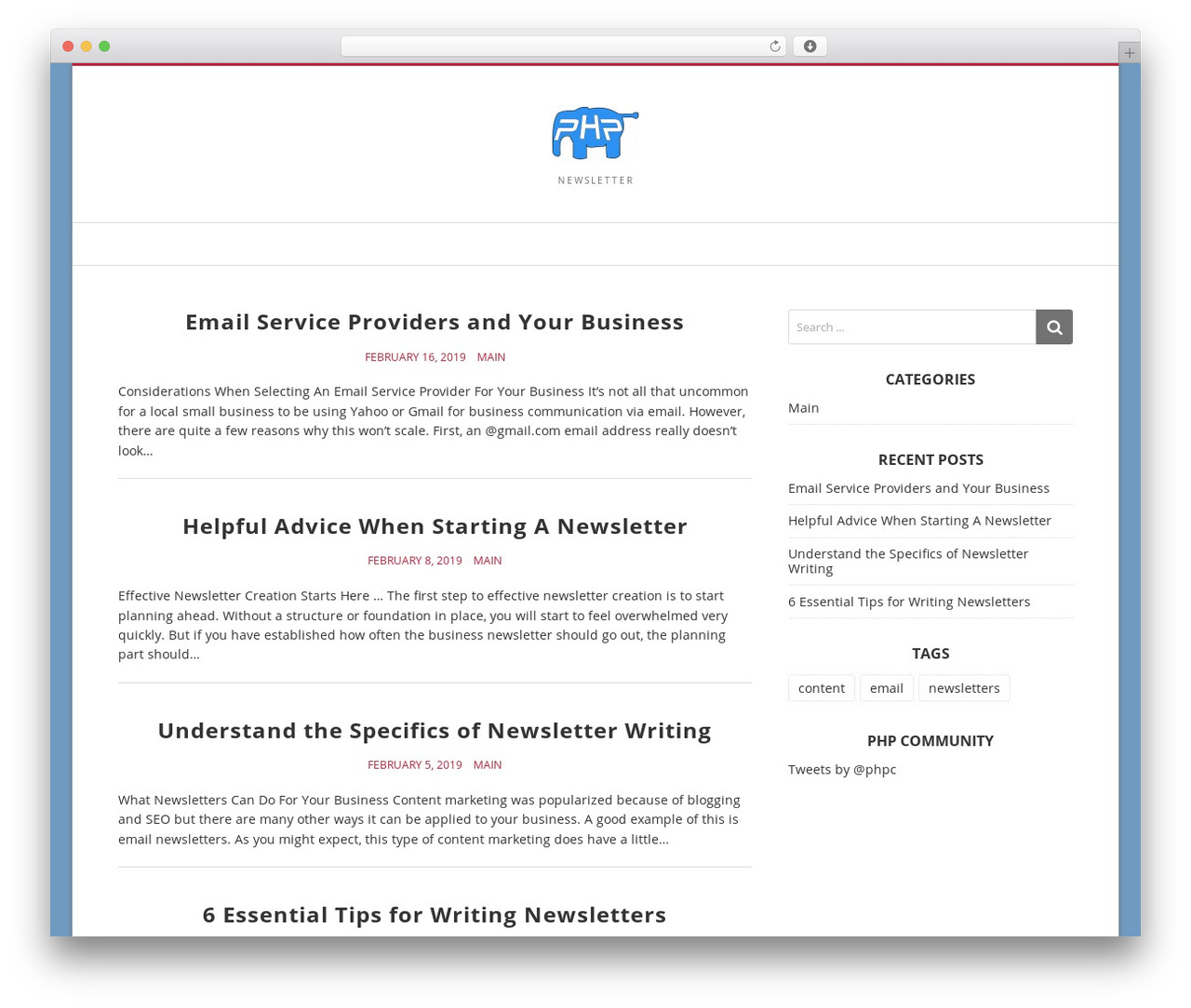 Doo WordPress theme - phpnewsletter.org