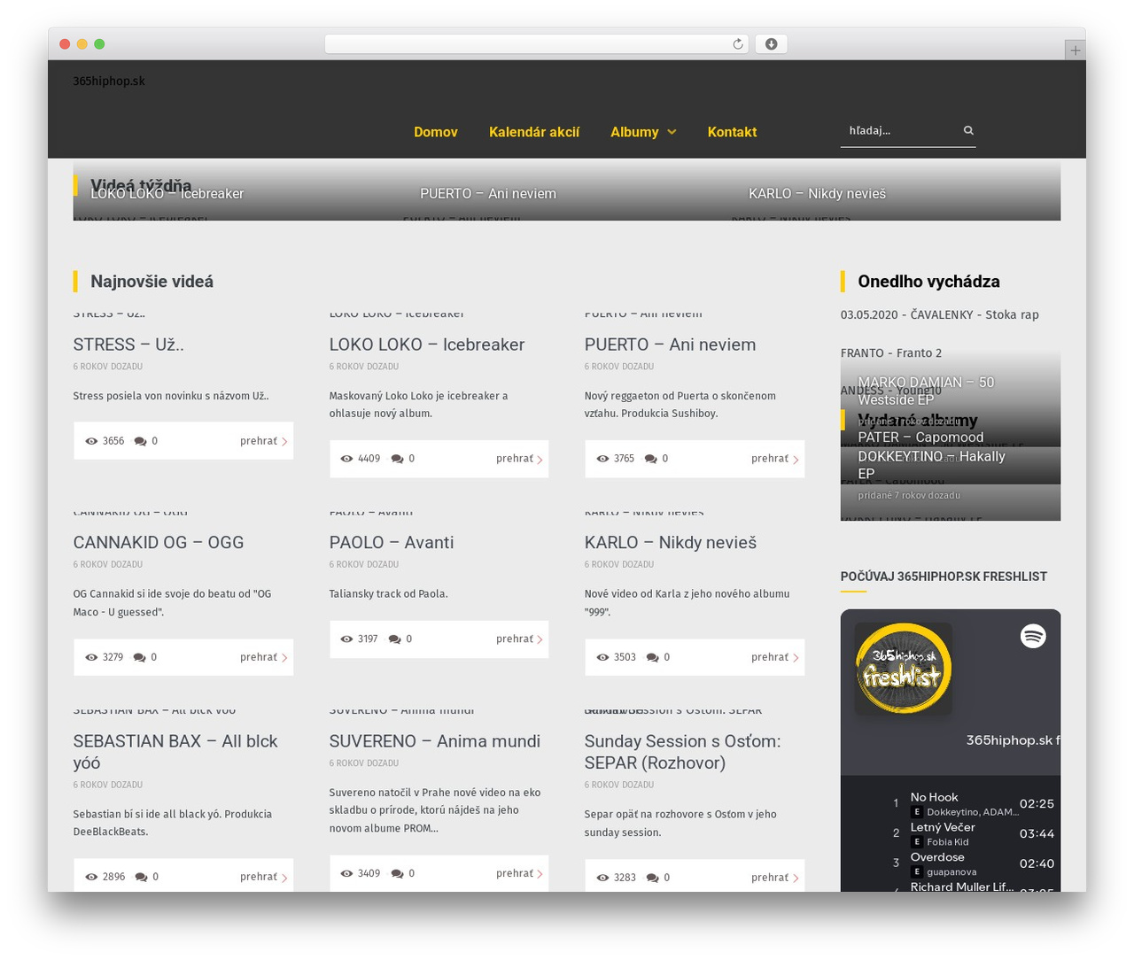 VideoTouch WordPress theme - 365hiphop.sk