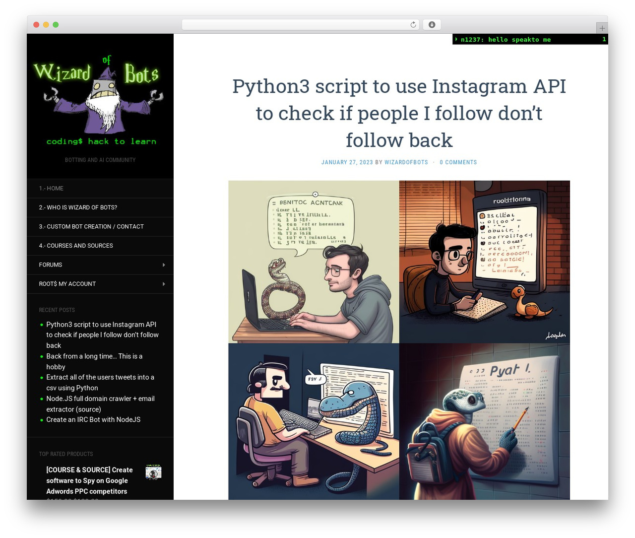 Flat WordPress theme - wizardofbots.com