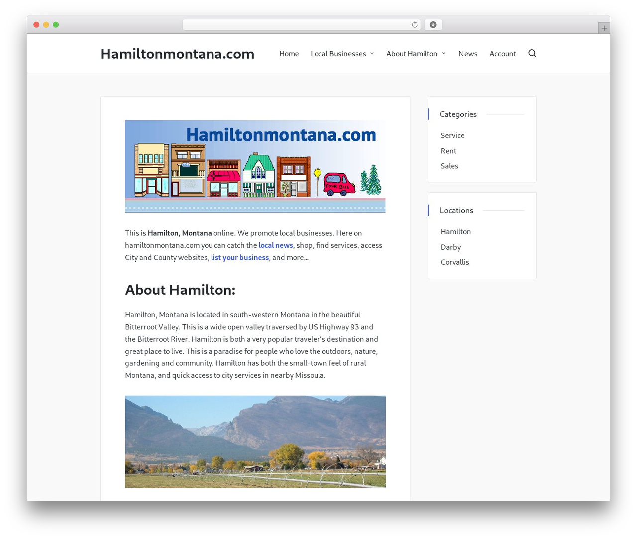 Sinatra free WordPress theme - hamiltonmontana.com