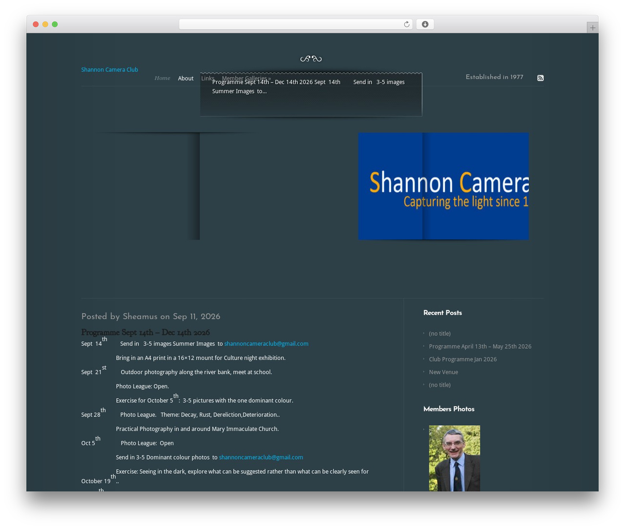 Modest WordPress theme - shannoncameraclub.com