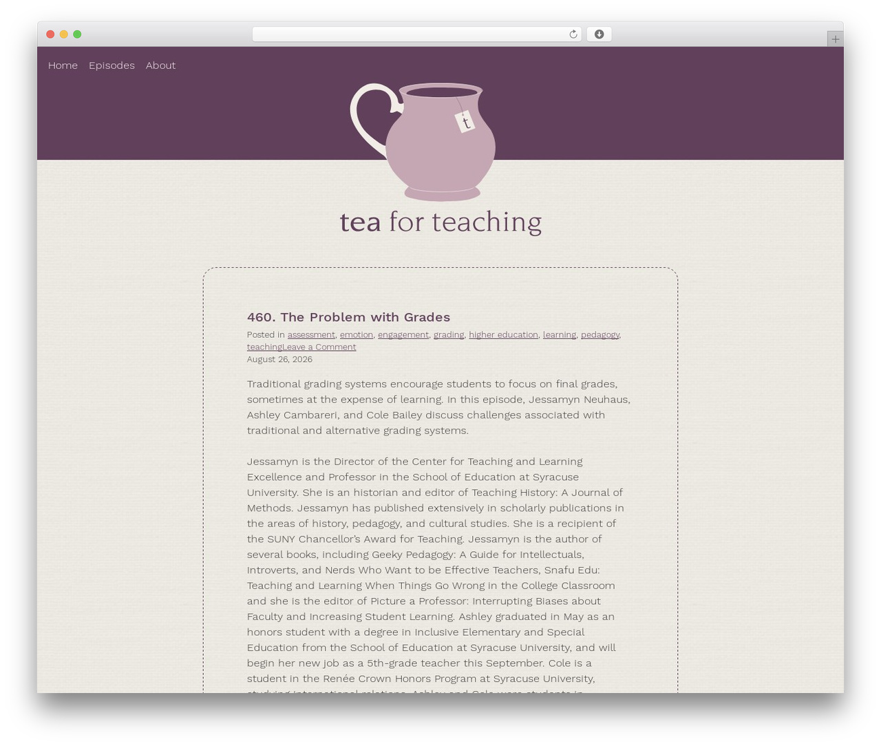 WordPress theme TeaForTeaching - teaforteaching.com