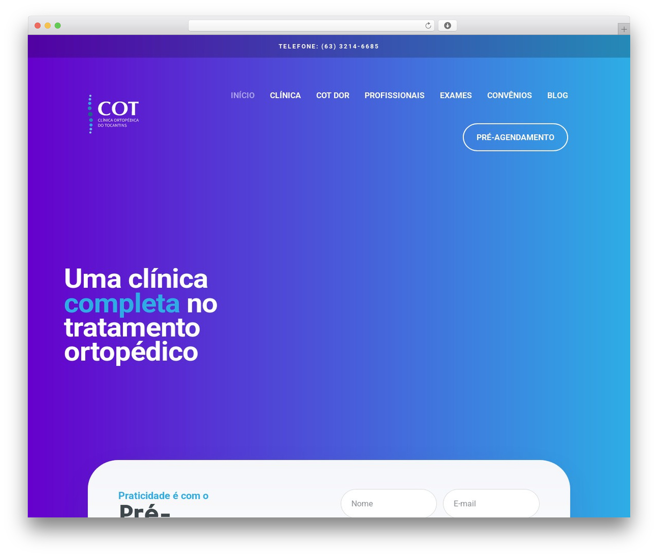 Divi WordPress theme design - cotpalmas.com.br
