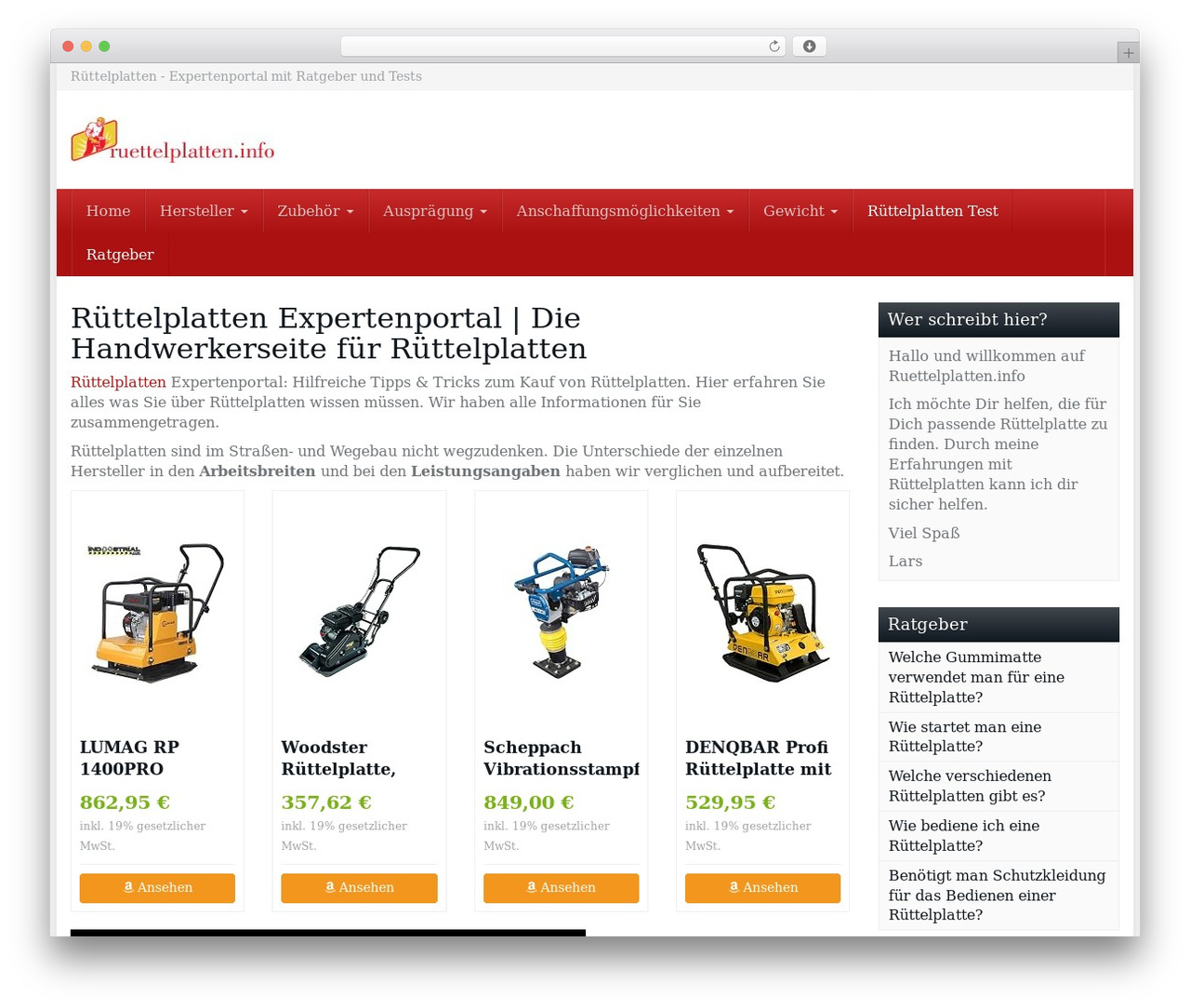 WordPress theme Affiliate Theme - ruettelplatten.info