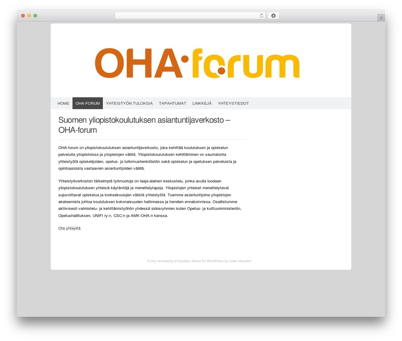 WordPress theme Codium - oha-forum.fi
