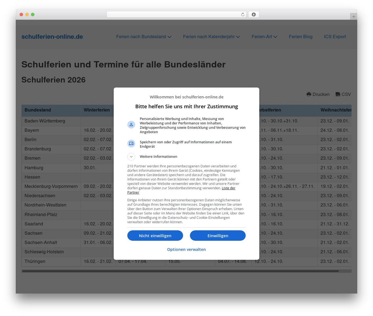 Page Builder Framework WordPress theme design - schulferien-online.de