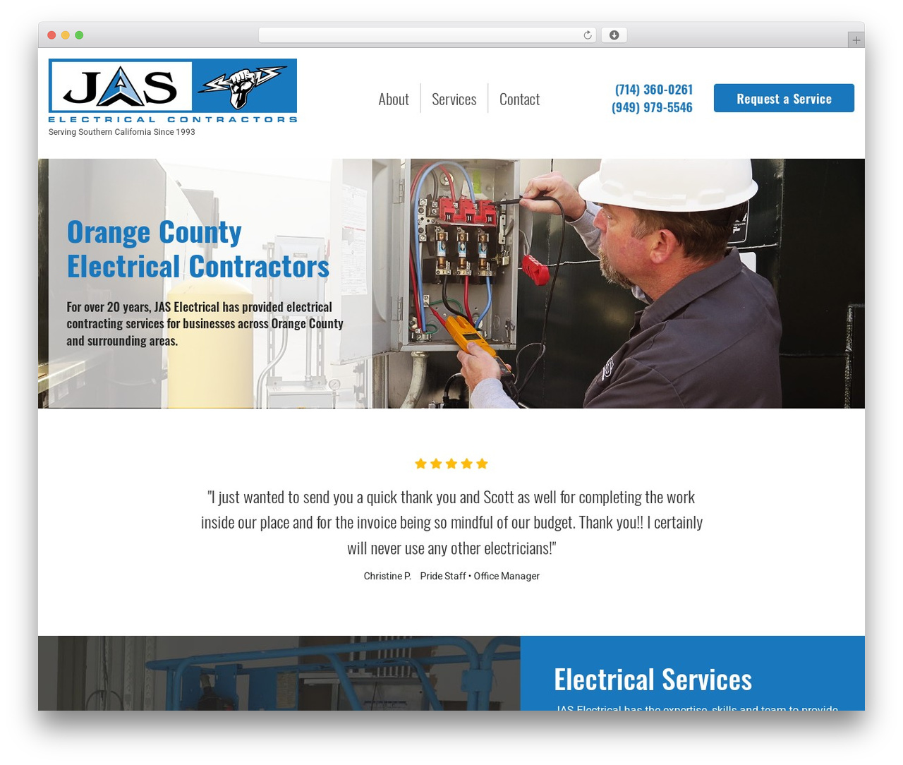 WordPress theme JAS Electrical Theme - jaselectrical.com