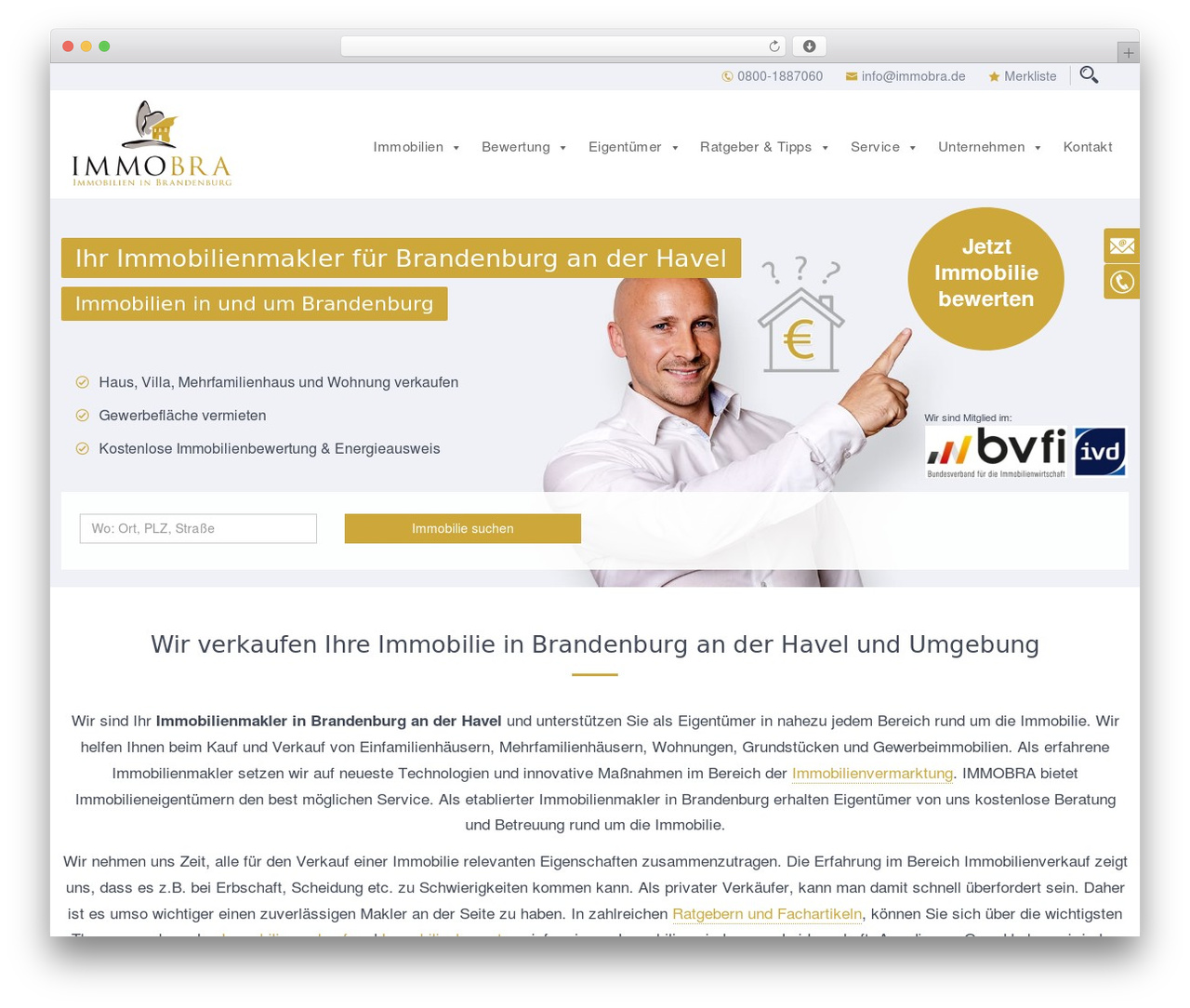 BO onePAGEplus WordPress theme - immobra.de