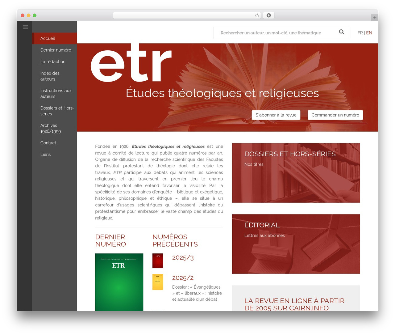 WordPress theme ETR - revue-etr.org