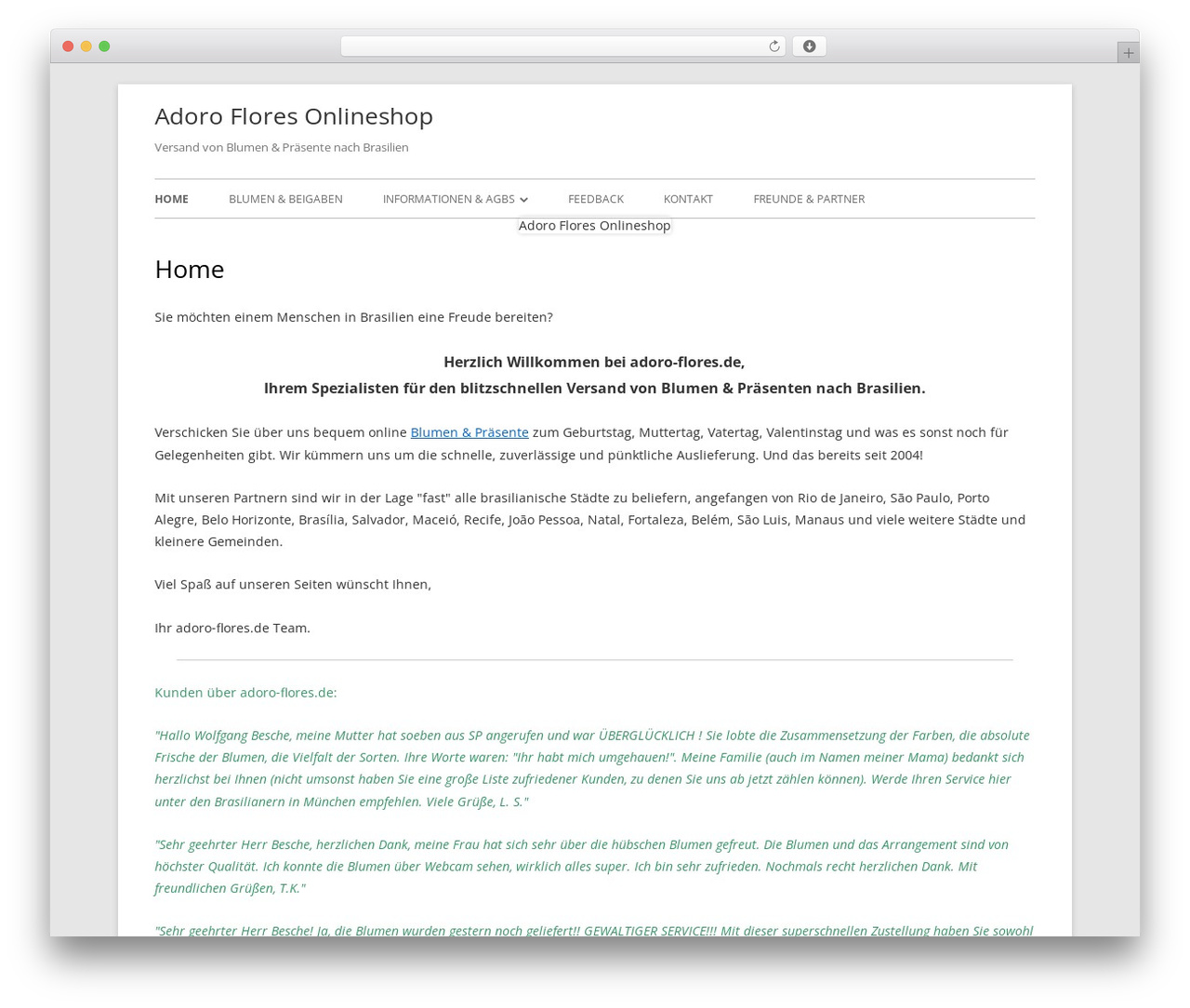 Tiny Forge WordPress shopping theme - adoro-flores.de
