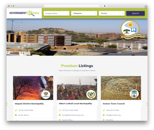 Business directory categories WordPress plugin - governmentdirectree.com