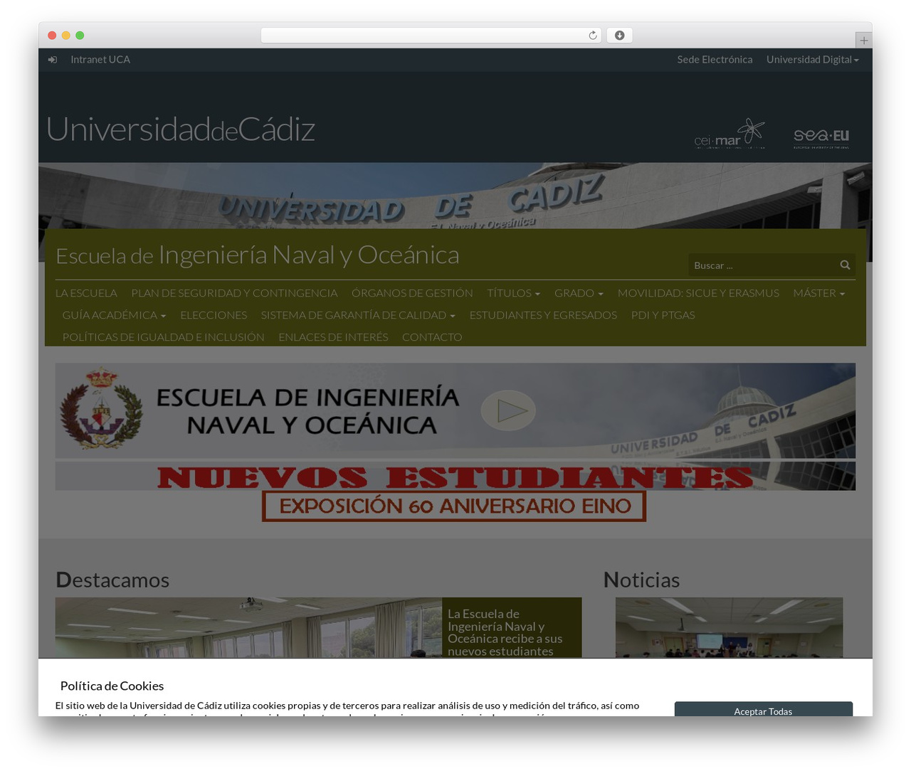 WordPress theme Theme UCA - navales.uca.es