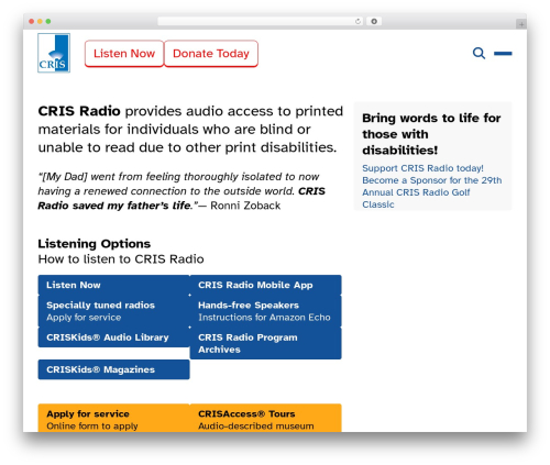 CRIS Access WordPress theme - crisradio.org