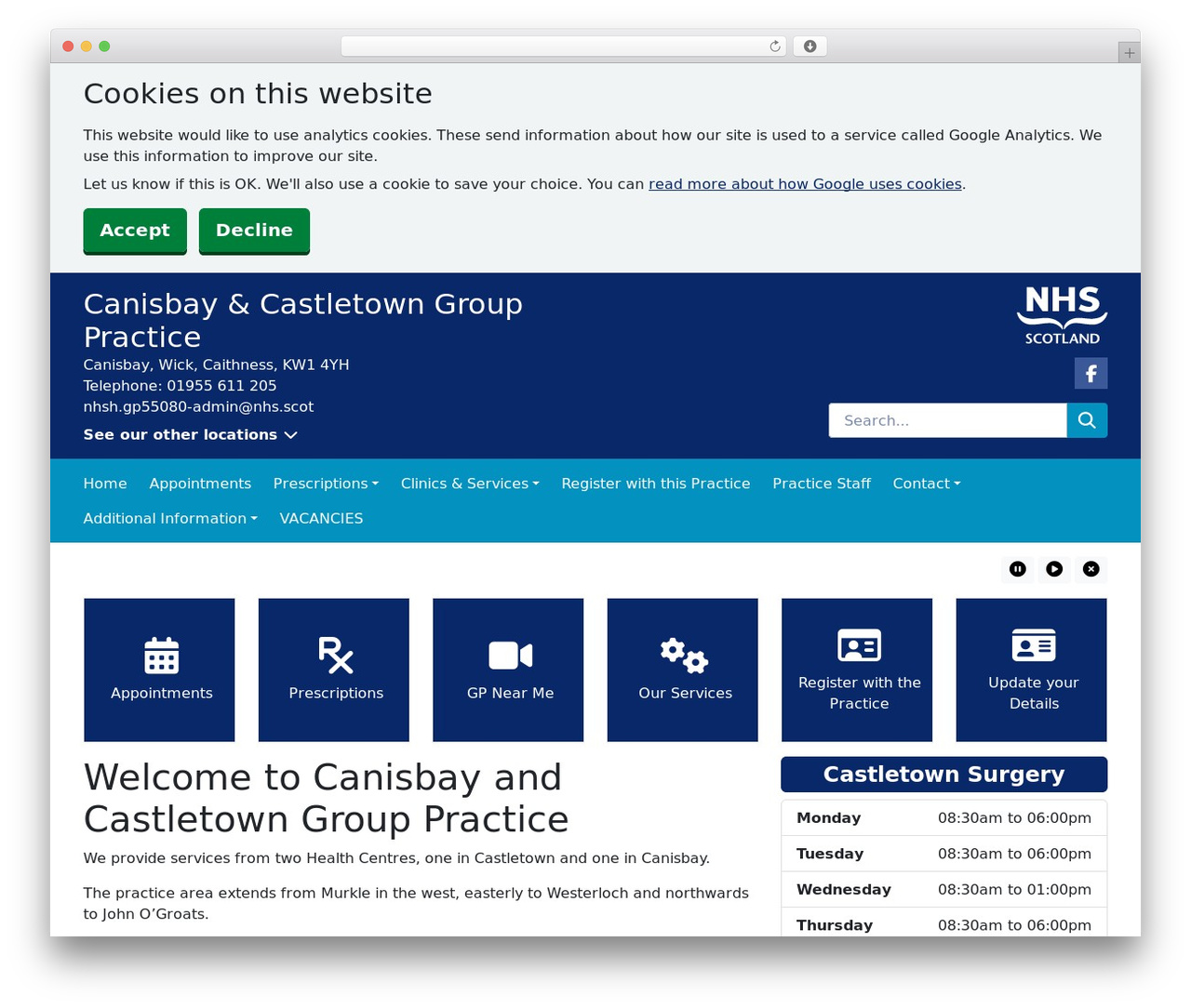 SurgeryWeb Theme 1 WordPress theme - castletowncanisbaygp.co.uk