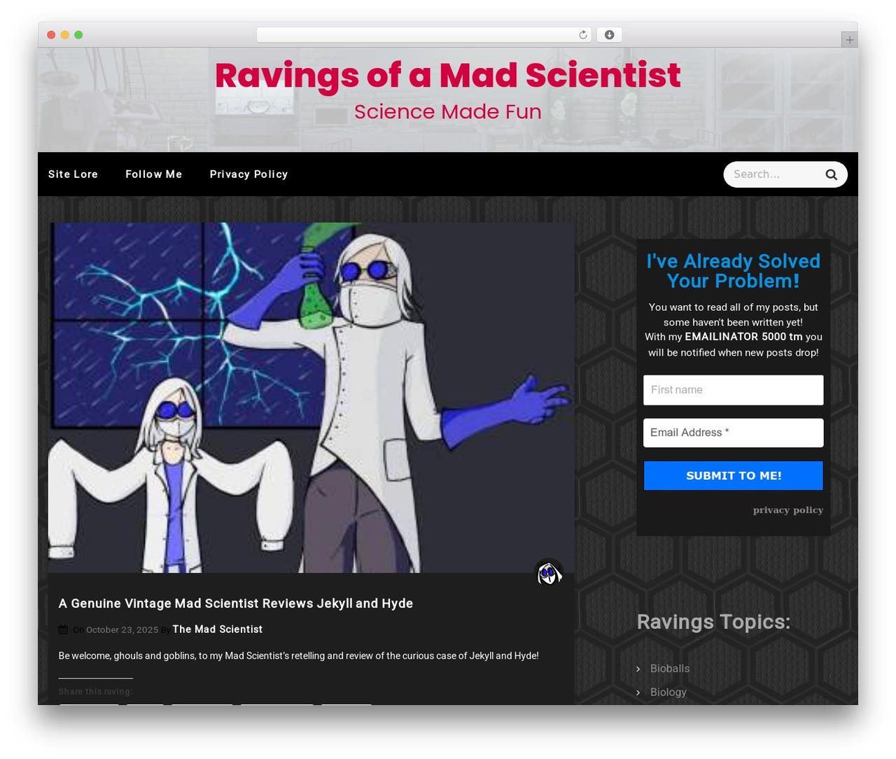 Dark Press WordPress theme - ravingsofamadscientist.com Dark Press WordPress theme - ravingsofamadscientist.com