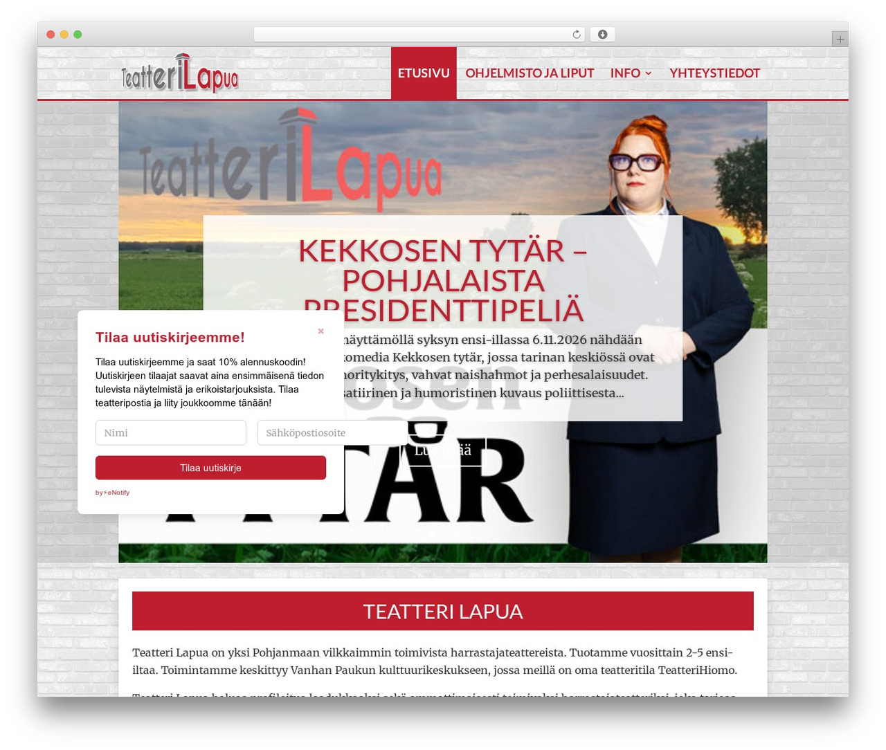 Divi WordPress theme - teatterilapua.fi