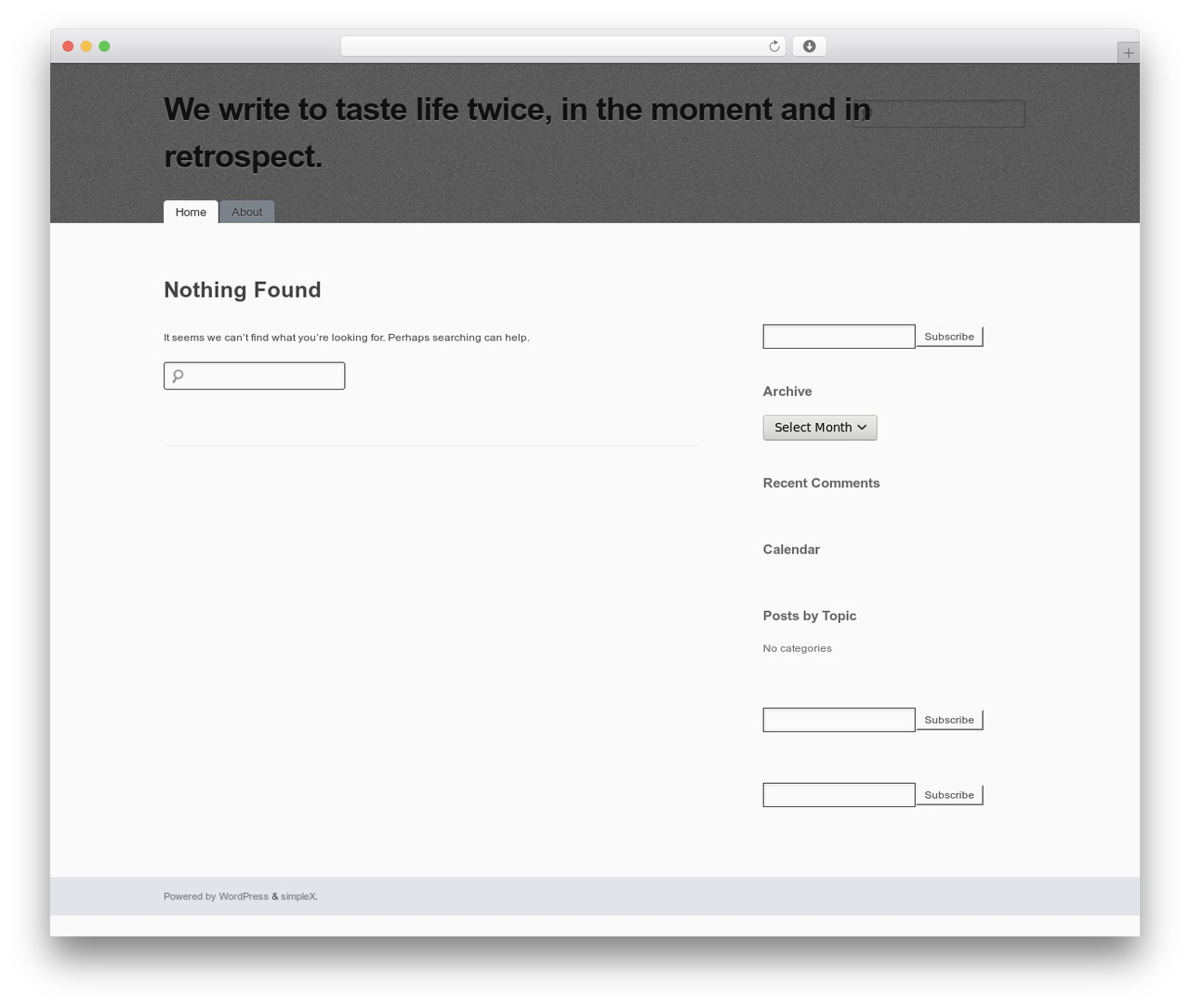 simpleX WordPress theme design - nicoleciomek.com