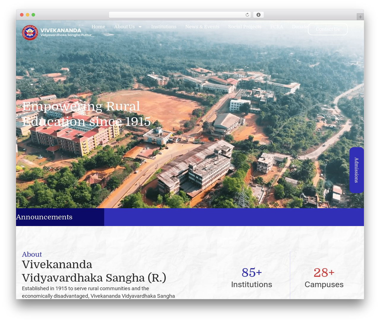 Hello Elementor WordPress theme - vivekanandaedu.org