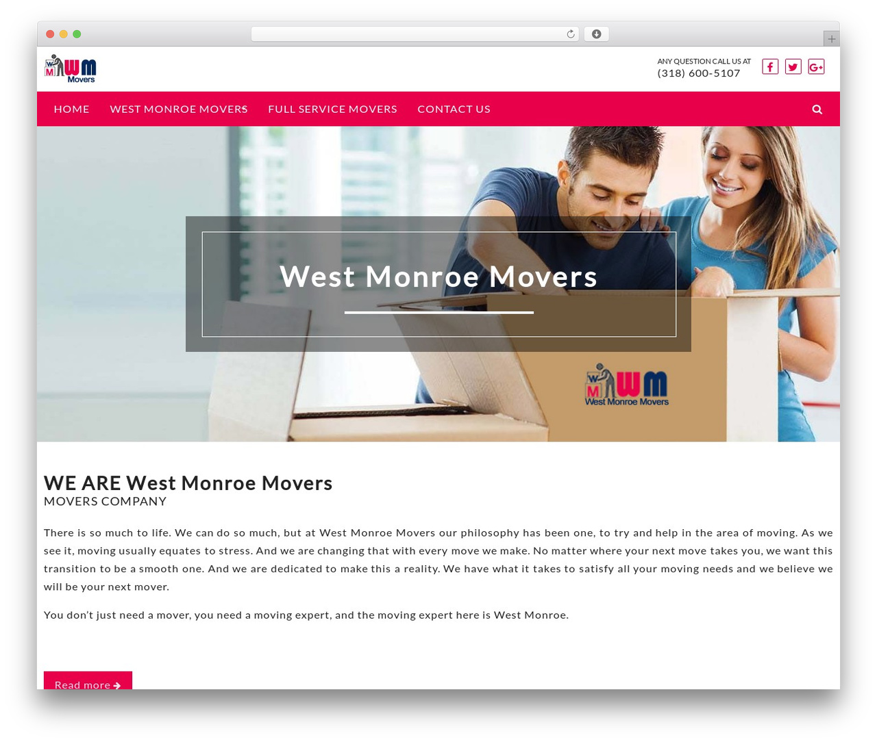 WordPress theme Movers - westmonroemovers.com