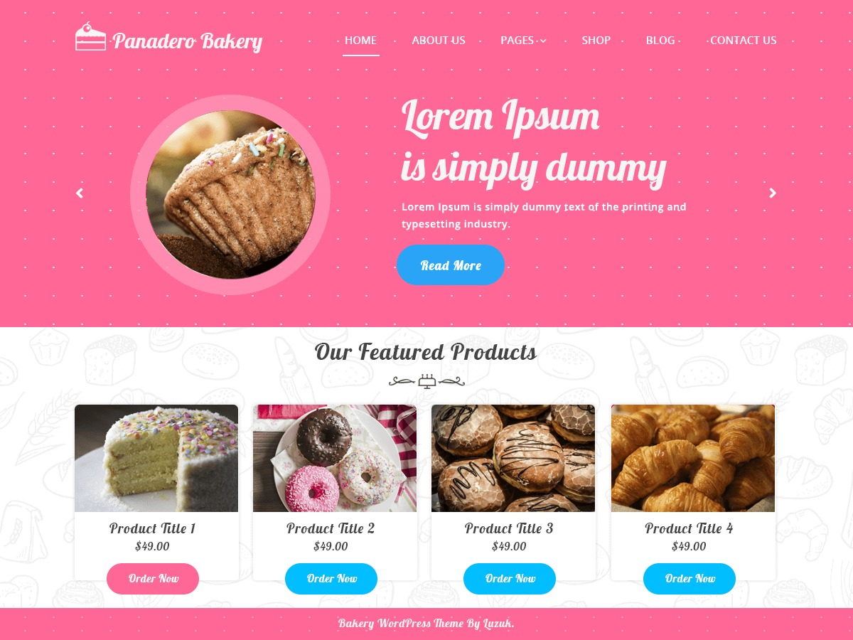 Panadero Bakery WordPress shopping theme
