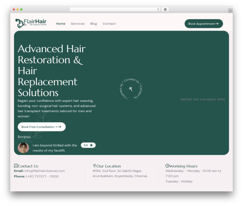 Dermal WordPress theme - flairhairchennai.com