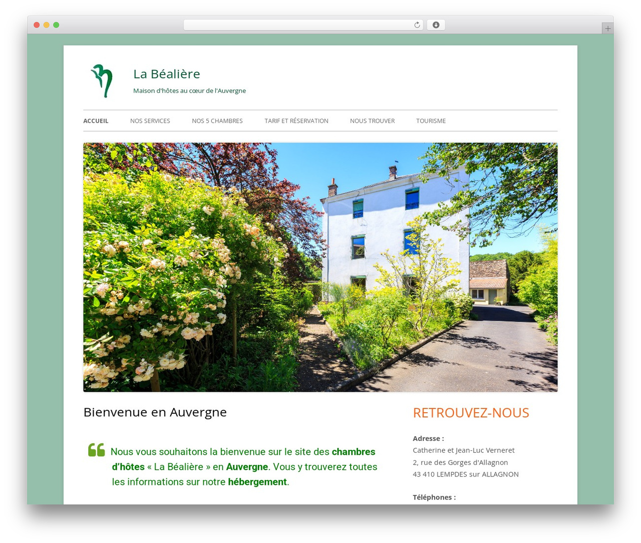 Tiny Framework best free WordPress theme - chambres-hotes-auvergne.org