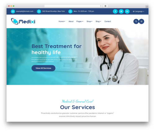 WP theme Medixi - wordpress.vecurosoft.com/medixi