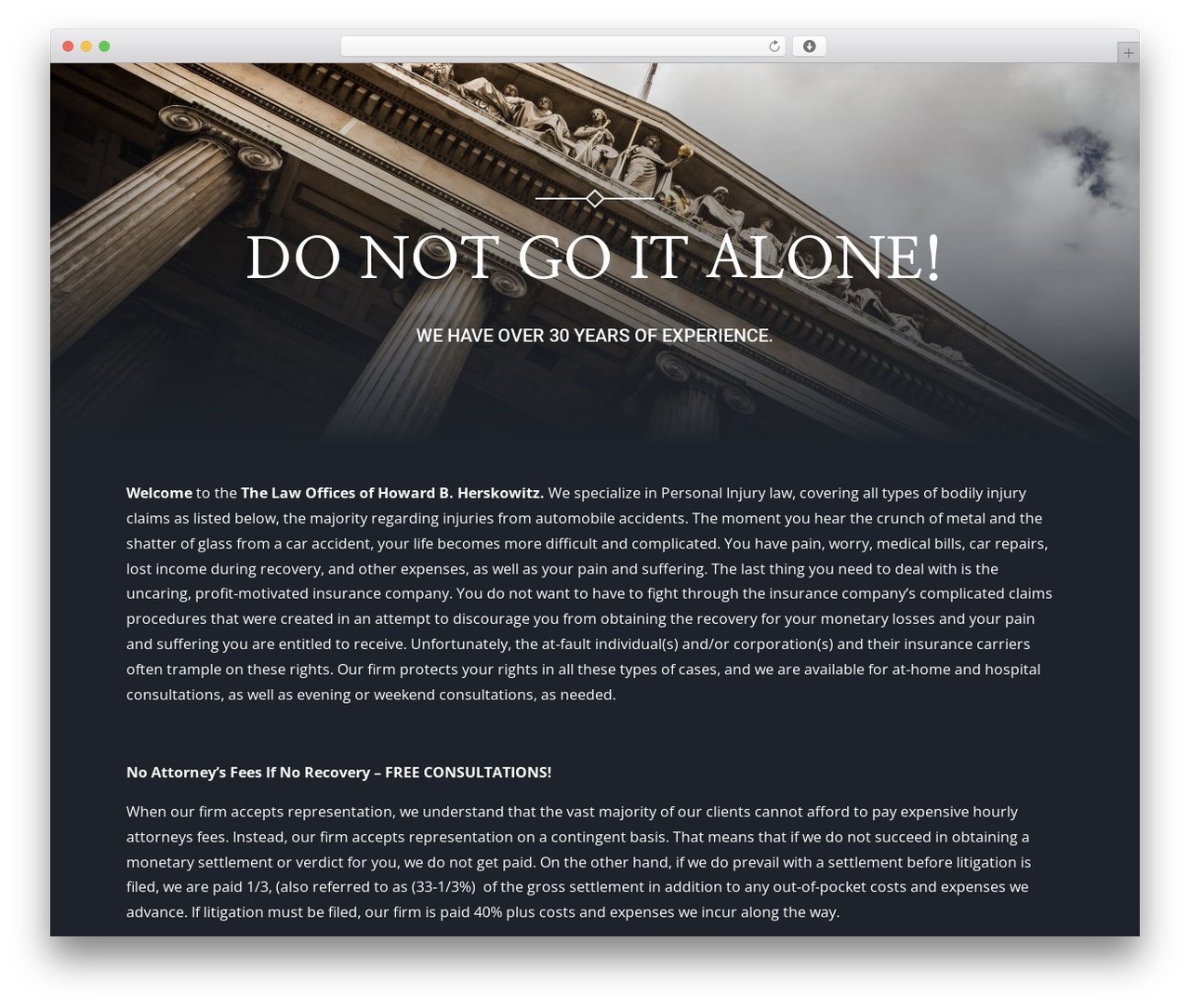 Divi theme WordPress - howardherskowitzlaw.com