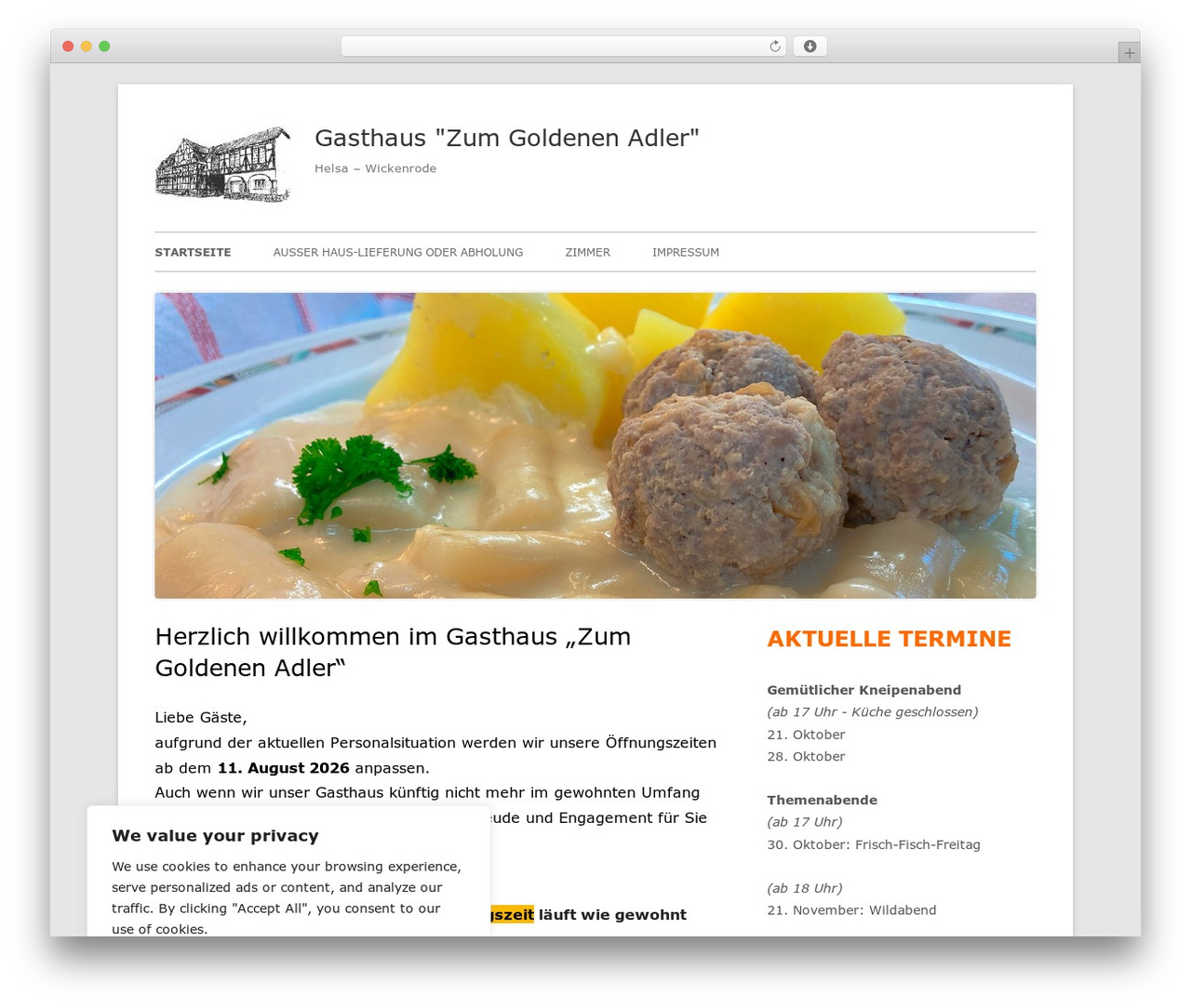 Tiny Framework best free WordPress theme - zum-goldenen-adler.de