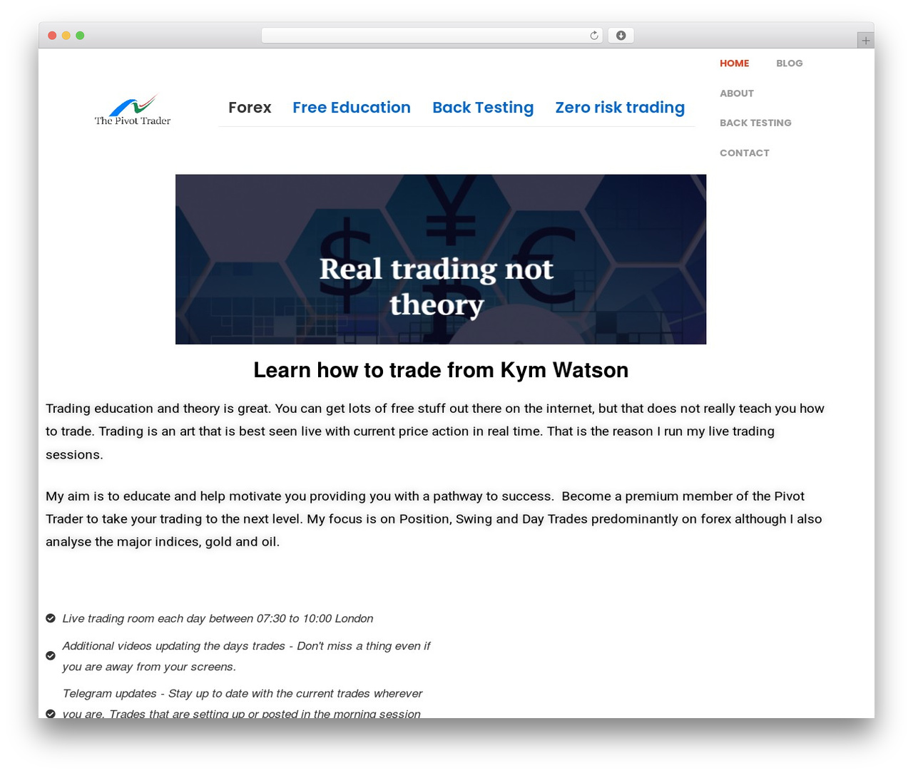 Responsive free WordPress theme - thepivottrader.com