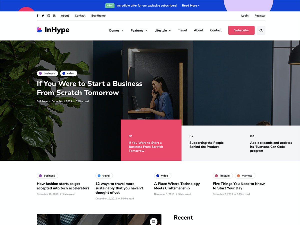 InHype WordPress news theme