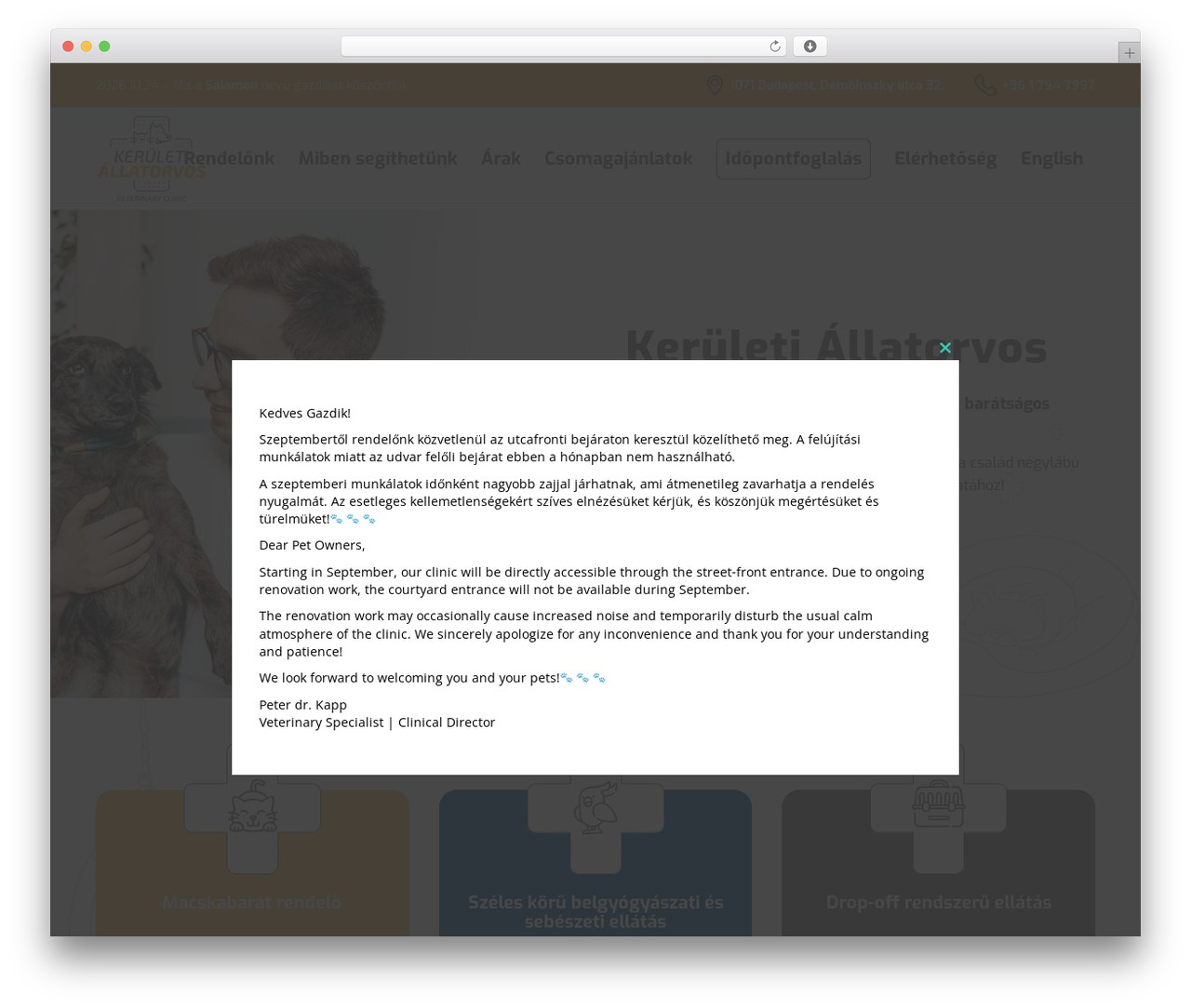 Doppio WordPress theme - keruletiallatorvos.hu