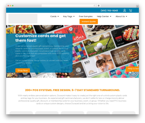 XStore WordPress shopping theme - duracard.com