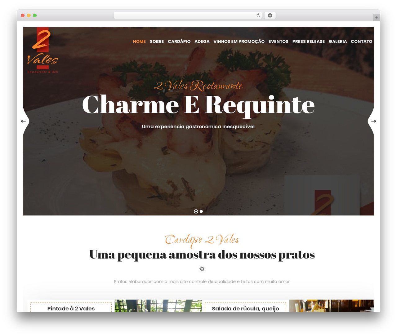 Basic WordPress restaurant theme - 2vales.com.br