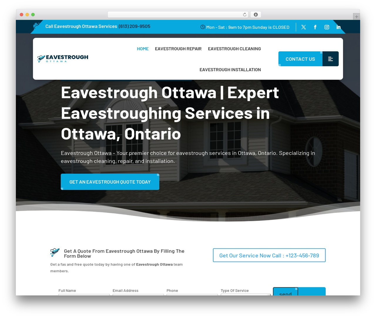 Divi WordPress theme - eavestroughottawa.ca