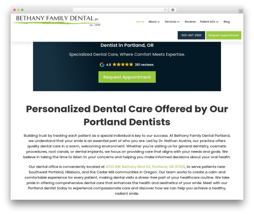 Go mobile header WordPress plugin - bethanyfamilydental.com