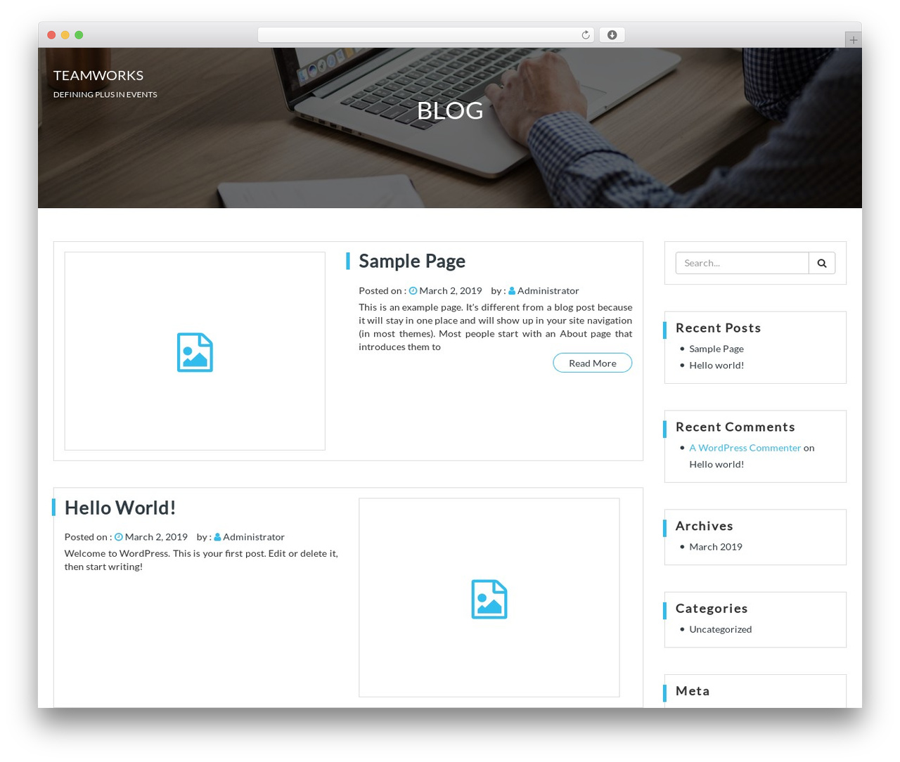 WordPress theme Web Development - teamworkseventsplus.com
