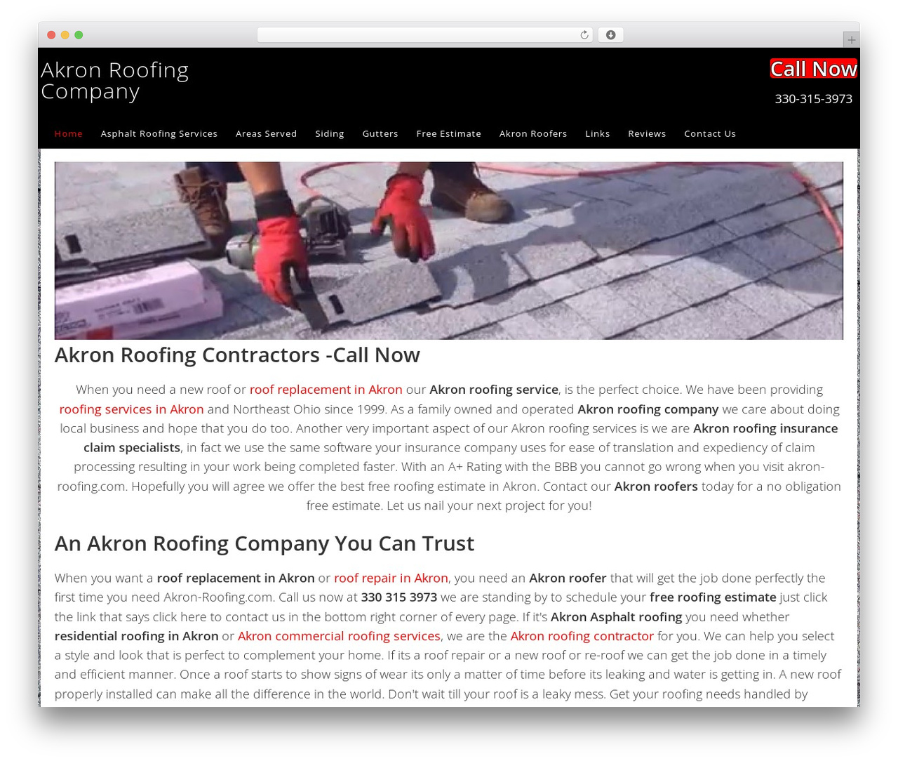 WordPress theme Epik - akron-roofing.com