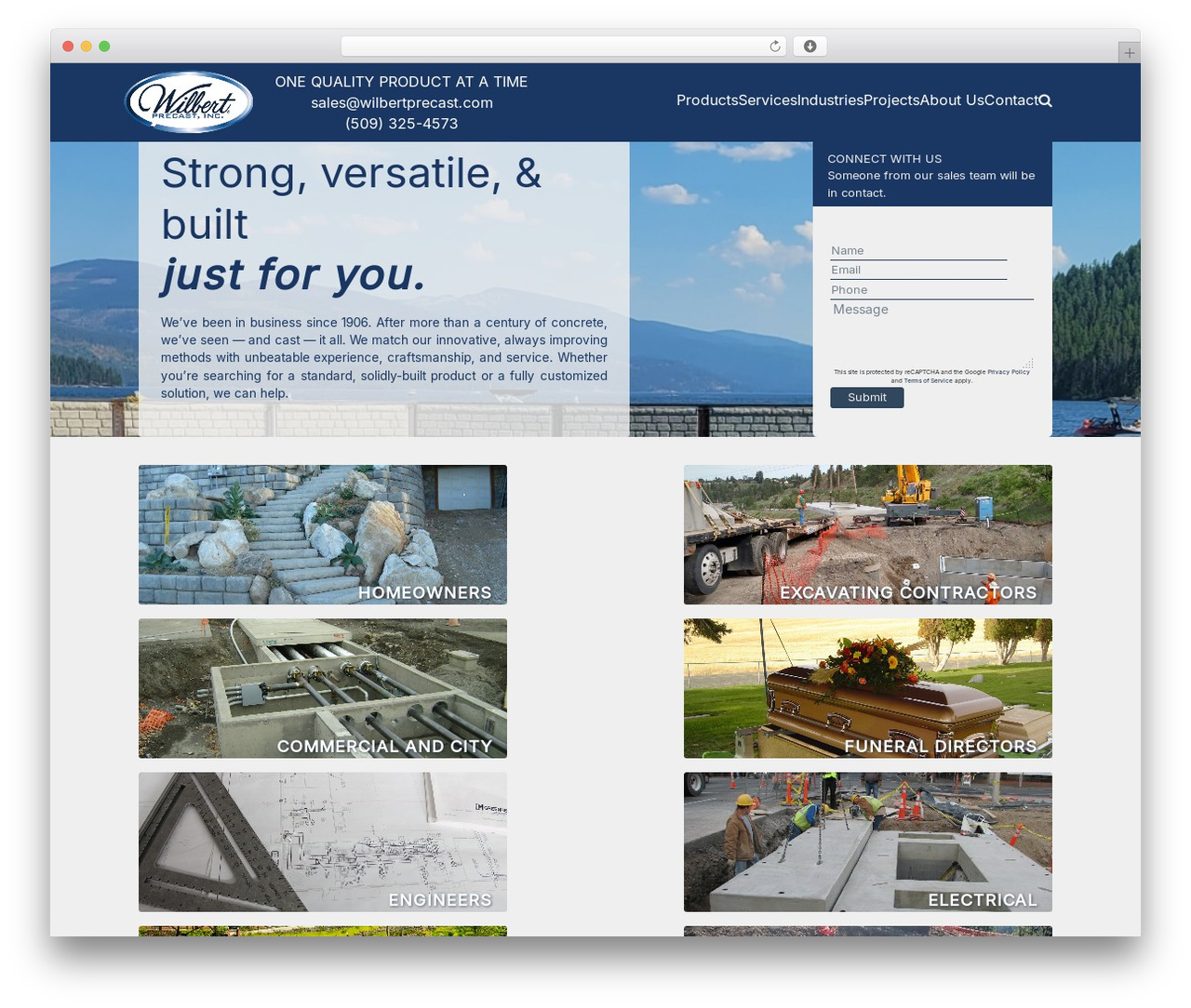 WordPress theme Wilbert Theme - wilbertprecast.com