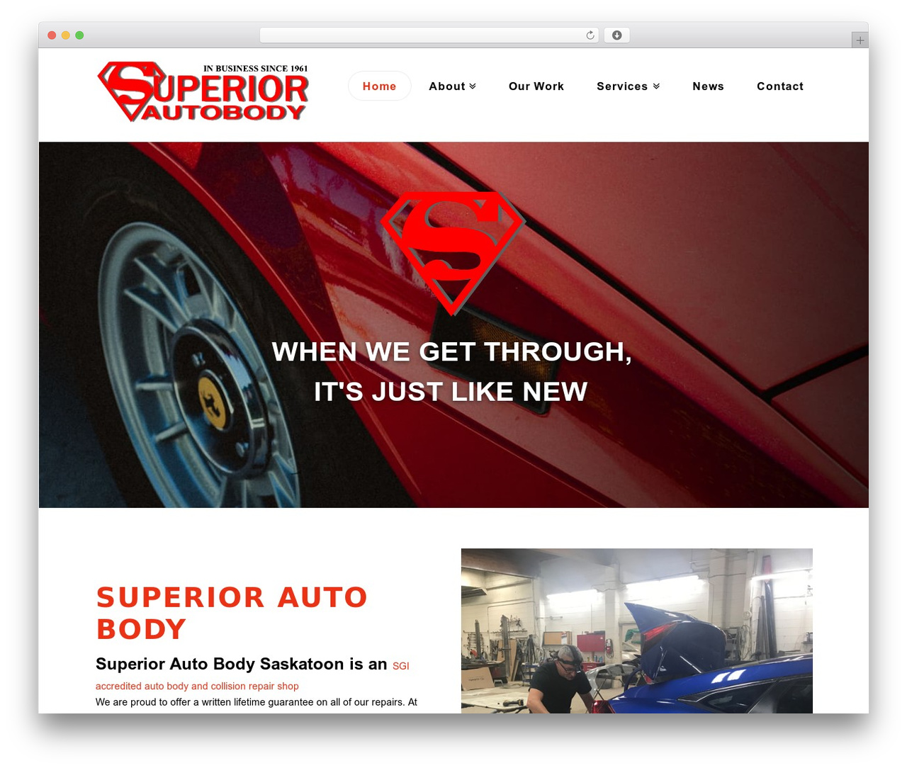 WordPress theme Your Basic Website - superiorautobodysk.com