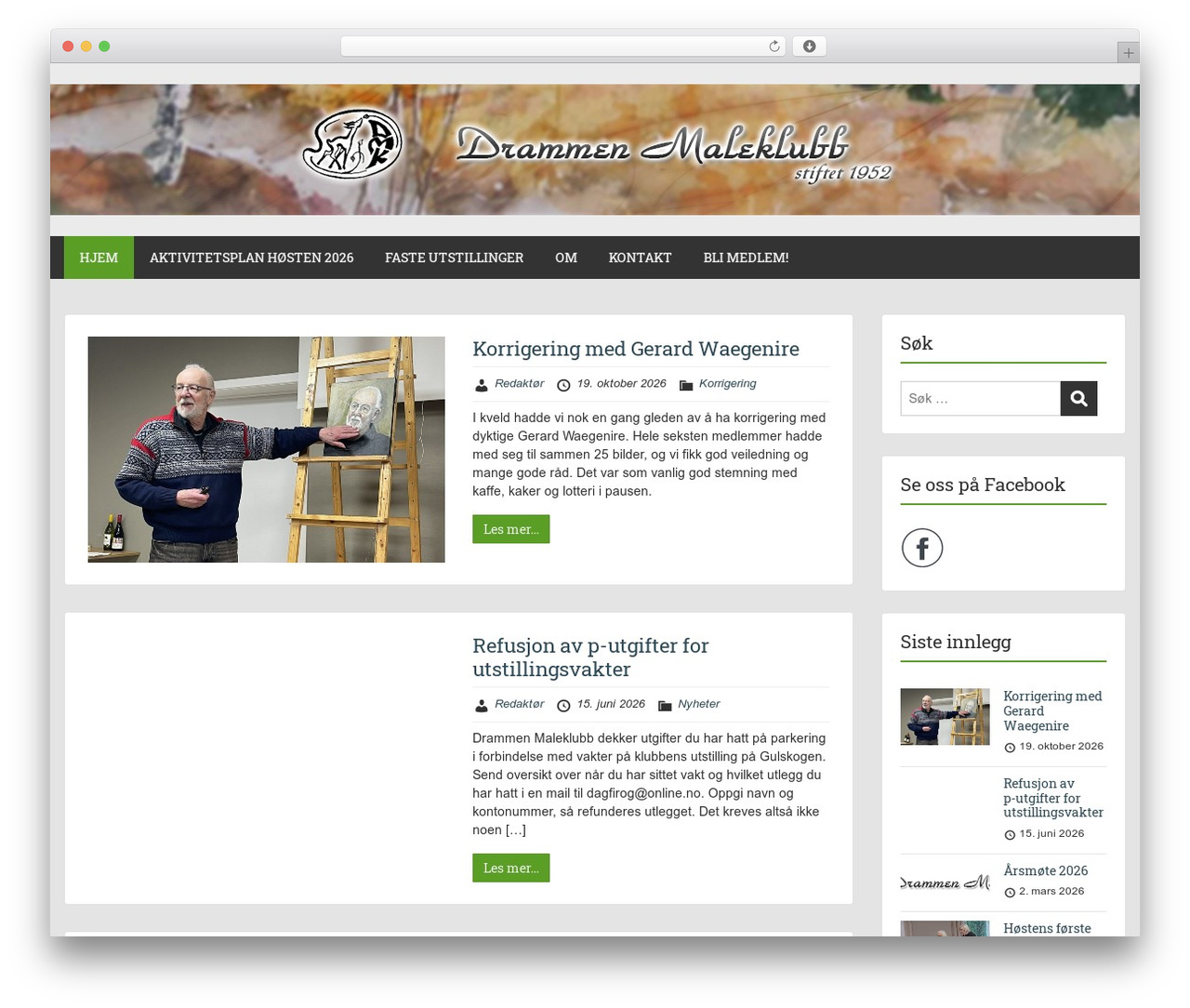 WordPress theme Showcase - drammenmaleklubb.org