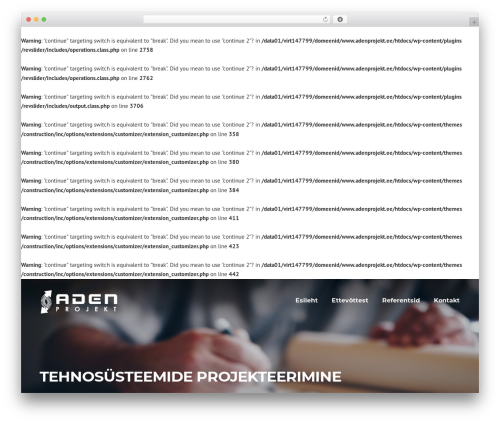 Construction WordPress theme - adenprojekt.ee