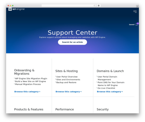 wpengine WordPress website theme - wpengine.com/support