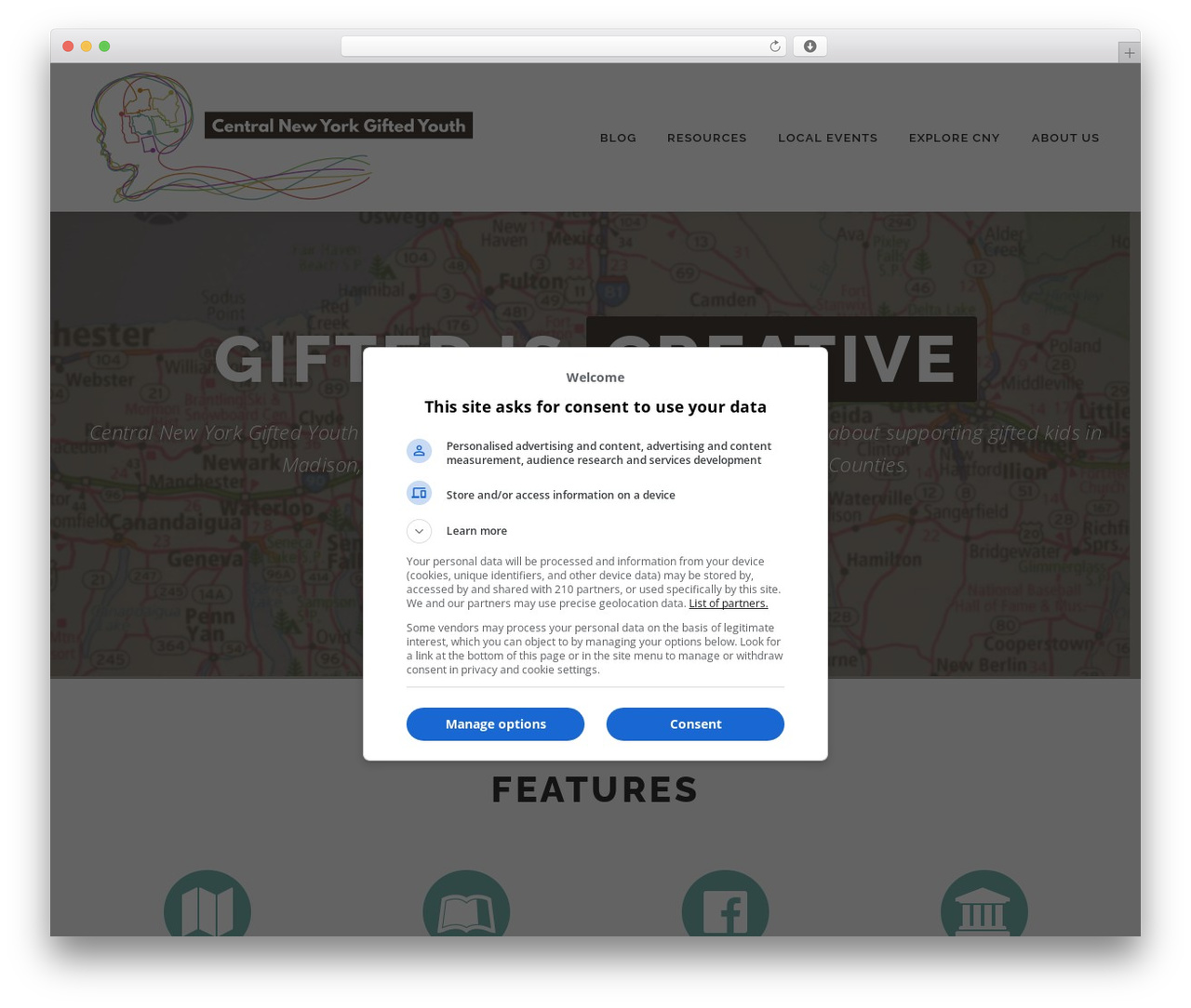 OnePress WordPress theme - cnygifted.com